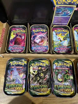 Pokemon Kanto Power Mini Tin 5 Pack Evolving Skies Fusion Strike SEALED ⚡ - Image 3