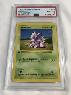 1999 POKEMON #55 NIDORAN 1ST EDITION SHADOWLESS BASE SET NM-MT PSA 8 - Image 1