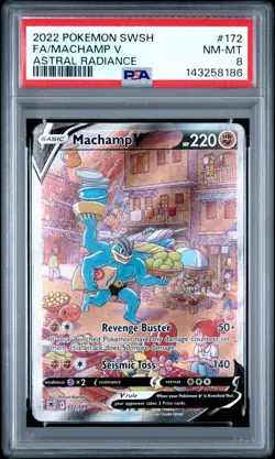2022 POKEMON SWORD & SHIELD ASTRAL RADIANCE #172 FULL ART/MACHAMP V PSA 8 - Image 1