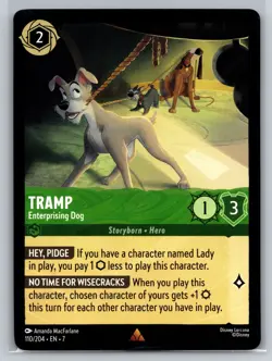 Disney Lorcana Tramp Enterprising Dog 110/204 Archazia's Island Storyborn - Image 1