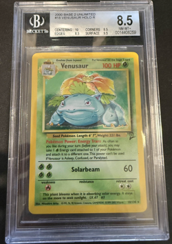 2000 Pokemon Base Set 2 Venusaur 18/130 Holo Rare Card BGS 8.5 - Image 1