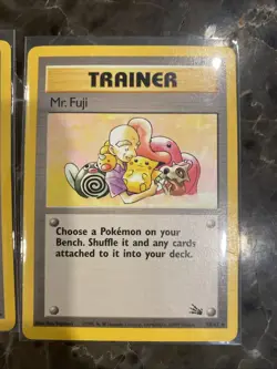 1999 Pokemon TCG Mr. Fuji Fossil Trainer Card 58/62 X2 Vintage Pikachu - Image 2
