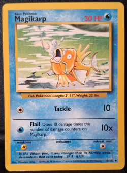 Pokemon TCG Magikarp Card 35/102 Shadowless WOTC Base Set 1999 LP - Image 1