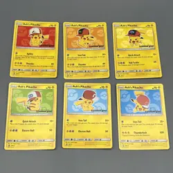 Ash's Pikachu SM109/10/11/12/13/14 Black Star Promo Pokemon Card Lot Set EUC - Image 1