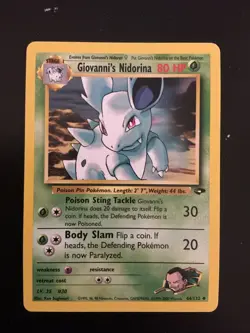 Pokemon Giovanni’s Nidorina Vintage Gym Challenge Card #44/132 Wotc 2000 - Image 1