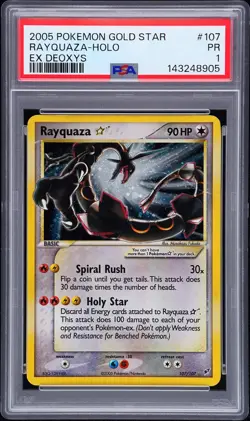 2005 POKEMON EX DEOXYS GOLD STAR #107 RAYQUAZA-HOLO PSA 1 - Image 1