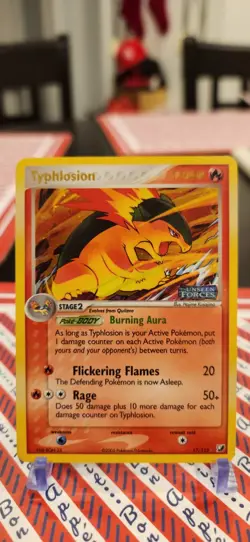 UNSEEN FORCES TYPHLOSION 2005 RARE POKEMON CARD 17/115 Stamped - Image 1