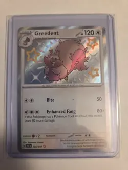 Pokemon Greedent TCG Holo Shiny Rare Card Paldean Fates 206/091 NM/M Condition - Image 1