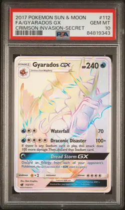 2017 Pokemon Crimson Invasion Gyarados FA 112/111 Secret Rainbow Rare PSA 10 - Image 1