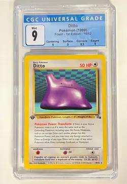 Ditto 1st Edition Pokemon Fossil CGC 9 Blue Label Gem Mint 18/62 - Image 1