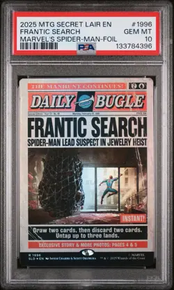 PSA 10 SPIDER-MAN MAGIC THE GATHERING SECRET LAIR DROP #1996 FRANTIC SEARCH - Image 1