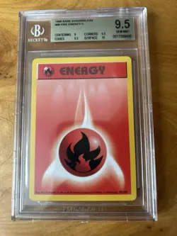 1999 POKEMON GAME #98 FIRE ENERGY SHADOWLESS BASE SET BGS 9.5 - Image 1