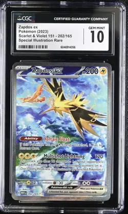 2023 Scarlet & Violet 151 Zapdos ex Special Illustration Rare CGC 10 #202/165 - Image 1