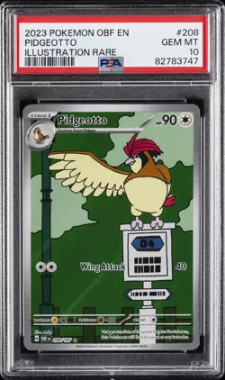 2023 POKEMON OBF EN-OBSIDIAN FLAMES ILLUSTRATION RARE #208 PIDGEOTTO PSA 10 - Image 1