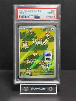 2023 Pokemon Obf En-Obsidian Flames Illustration Rare Pidgey #207 PSA 10 - Image 1