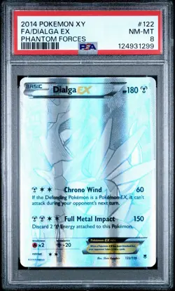 2014 POKEMON XY PHANTOM FORCES #122 FULL ART/DIALGA EX PSA 8 - Image 1