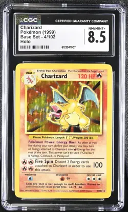 CGC 8.5 Charizard 1999 Base Set 4/102 Holo Pokemon Card - Image 1