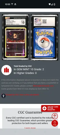 (Top Pop 2) CGC 10 GEM MINT Reverse Holo Duskull Stormfront 60/100 D&P Pokemon - Image 4