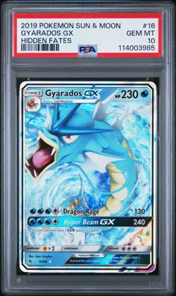 2019 POKEMON SUN & MOON HIDDEN FATES #16 GYARADOS GX PSA 10 - Image 1