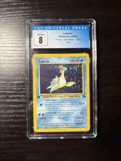 Pokemon TCG Lapras Fossil First Edition Holo Rare Card CGC New Label 8.5 - Image 1