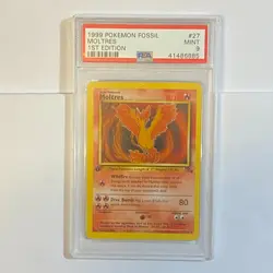 Pokemon 1st Edition Fossil Moltres 27/62 PSA 9 RARE TCG - Image 1