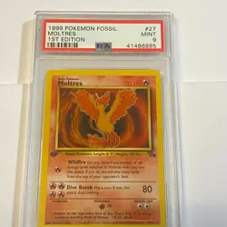 Pokemon 1st Edition Fossil Moltres 27/62 PSA 9 RARE TCG - Image 3
