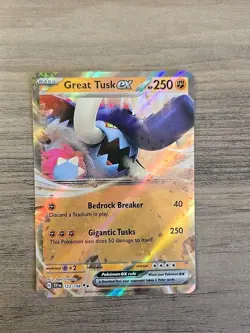 Pokemon TCG Double Rare Great Tusk EX 123/198 Scarlet & Violet Base NM - Image 1
