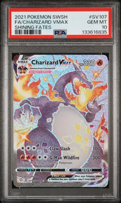 2021 POKEMON SWORD & SHIELD SHINING FATES #SV107 FULL ART/CHARIZARD VMAX PSA 10 - Image 1