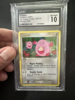 2005 Pokemon EX Chansey Rev Holo Unseen Forces CGC 10 - Image 1