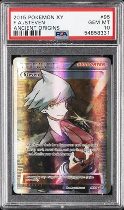 2015 POKEMON XY ANCIENT ORIGINS #95 FULL ART/STEVEN PSA 10 - Image 1