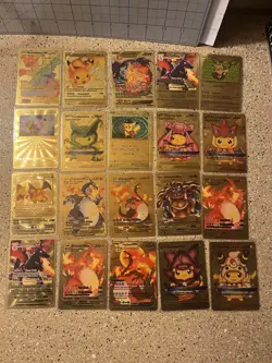 Pokemon Textured Gold Foil Fan Art Pokemon (lot Of 20 Cards) - Image 1