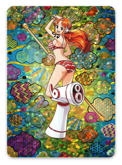 NAMI ONE PIECE Full Art BIKINI ALT Custom Vending SPARKLE FOIL Sticker Card RARE - Image 1