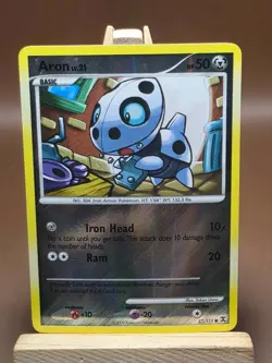HP Aron LV.21 Rising Rivals 57/111 Reverse Holo Common TCG Pokemon Card - Image 1