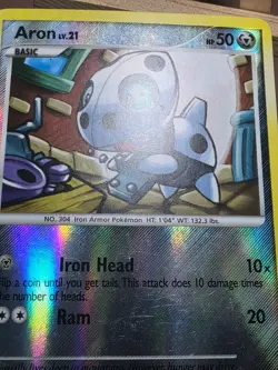 HP Aron LV.21 Rising Rivals 57/111 Reverse Holo Common TCG Pokemon Card - Image 4