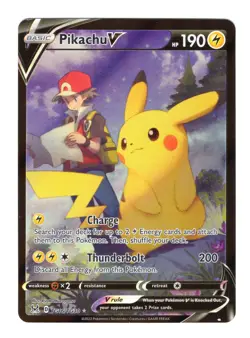 Pikachu V TG16/TG30 Swsh11: Lost Origin Trainer Gallery Holo Pokemon Card LP-NM - Image 1