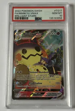 Pokemon Card PSA 10 Mimikyu VMAX TG17/TG30 Sword & Shield Brilliant Stars 2022 - Image 3