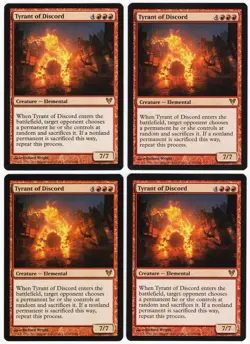 Tyrant of Discord x4 4x 2012 Avacyn Restored PLAYSET Red Rare Creature MTG NM A1 - Image 1