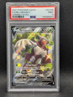Rillaboom V PSA 9 MINT #SV105 Full Art Shining Fates 2021 Pokemon SWSH - Image 1