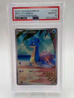 2025 POKEMON DRI EN-DESTINED RIVALS ILLUSTRATION RARE #194 MISTY'S LAPRAS PSA 10 - Image 1