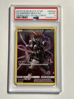 2019 POKEMON SM BLACK STAR PROMO #SM228 FULL ART/ARMORED MEWTWO PSA 6 - Image 1