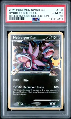Hydreigon C Holo SWSH138 Celebrations Collection Pokemon PSA 10 *213 - Image 1
