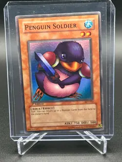Yugioh TCG Penguin Soldier SDJ-022 Super Rare 1st Edition LP - Image 1