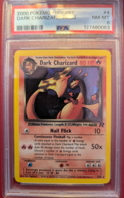 Pokemon Dark Charizard Team Rocket Holo Card 4/82 PSA 8 NM-MT WOTC Unlimited - Image 1