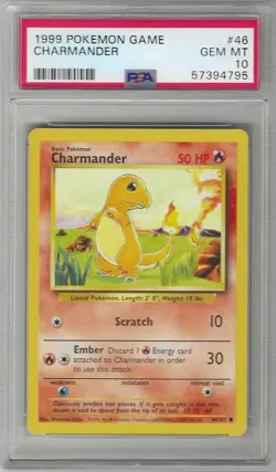 PSA 10 GEM MINT 1999 Pokemon Base Set Unlimited Charmander #46/102 Common Card🔥 - Image 1