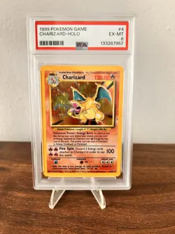 Pokemon TCG Charizard Base Set Holo Unlimited Rare Card 4/102 PSA 6 EX MT 1999 - Image 1