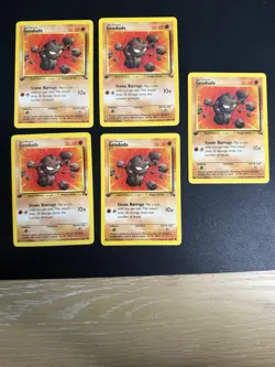 Pokemon TCG Geodude 47/62 Fossil 1st Edition Regular Common Card - Lot Of 5 - Image 1