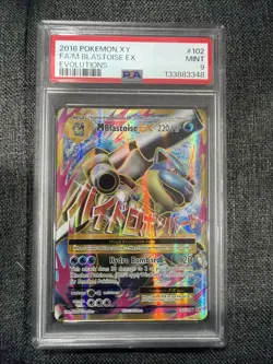 2016 POKEMON XY EVOLUTIONS #102 FULL ART/M BLASTOISE EX PSA 9 - Image 1