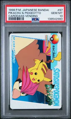 PSA 10 2026 CERT PIKACHU & PIDGEOTTO 1998 POKEMON JAPANESE BANDAI CARDDASS #97 - Image 1