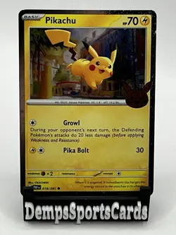 Pikachu 018/091 Pokemon TCG Trick or Trade 2024 – Cosmos Holo Halloween Stamp - Image 1