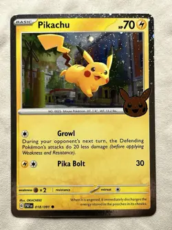 Pikachu 018/091 Pokemon TCG Trick or Trade 2024 – Cosmos Holo Halloween Stamp - Image 3